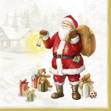 Салфетки 20бр Happy Santa златисти